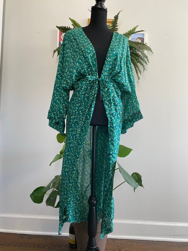 Product Image for  Guinep Floral Green Silk Robe