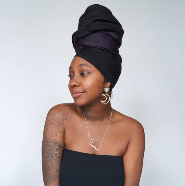 Product Image for  Black Silk Lined Head Wrap