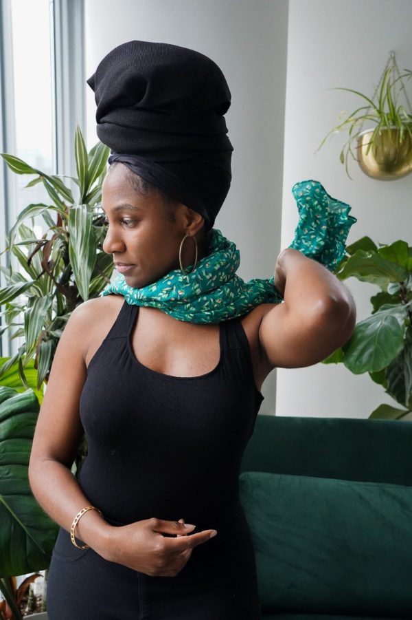 Product Image for  Guinep Floral Green Silk Neck Scarf