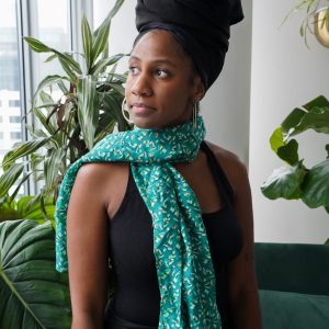 Product Image for  Guinep Floral Green Silk Neck Scarf