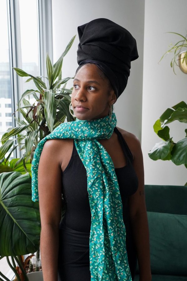 Product Image for  Guinep Floral Green Silk Neck Scarf