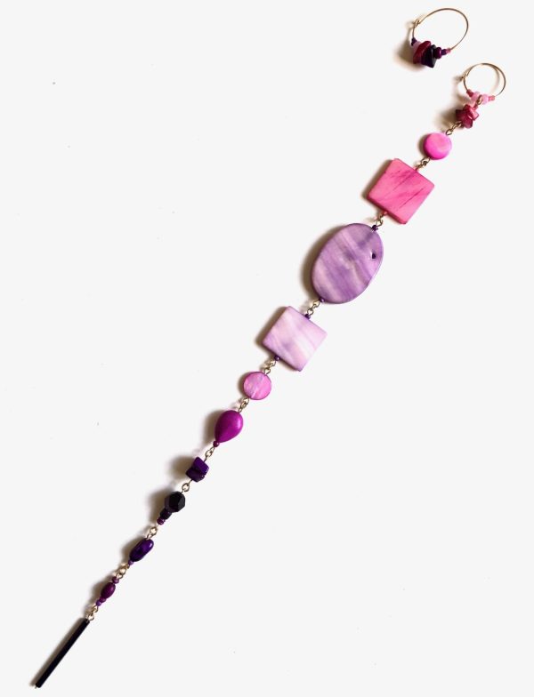 Product Image for  hug me tightly purple & pink mother of pearl tata tickler & hoop earrings