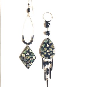 Product Image for  one true love paua shell, resin & onyx earrings