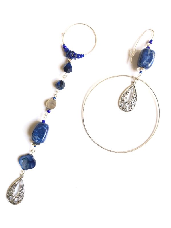 Product Image for  love of my life lapis lazuli & sterling silver hoop & straight earrings