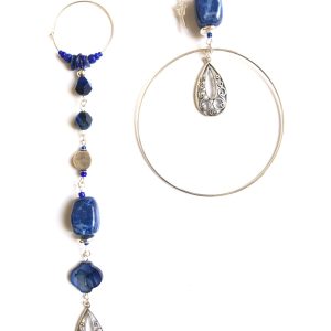 Product Image for  love of my life lapis lazuli & sterling silver hoop & straight earrings