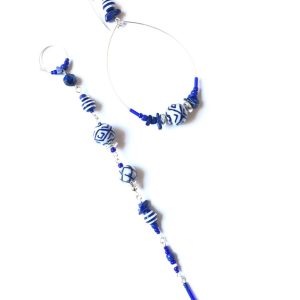 Product Image for  night wonders sterling silver with navy blue & white porcelain earrings