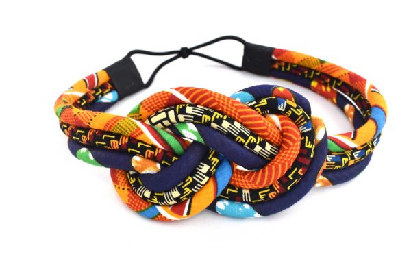 Product Image for  3 Strand Kente Print Headpiece | Orange Knotted Headband