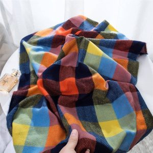 Product Image for  CLEARANCE: Orange and Blue Tartan Plaid Blanket Wrap Scarf
