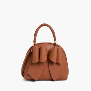 Product Image for  CLEARANCE: Brown Braided Top Handle Satchel