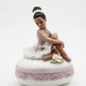 Product Image for  CLEARANCE: Porcelain Trinket Box African American Ballerina Purple