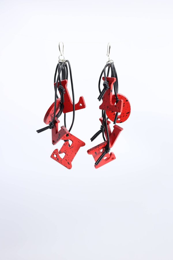Product Image for  Big LOVE on Leatherette Earrings- Hand painted