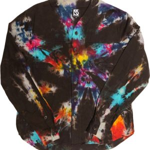 Product Image for  Herman V Neck Button Up Shirt: Black Tie-Dye v2