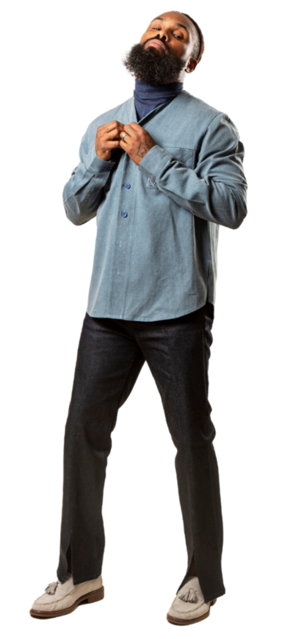 Product Image for  Herman V Neck Button Up Shirt: Royal Blue