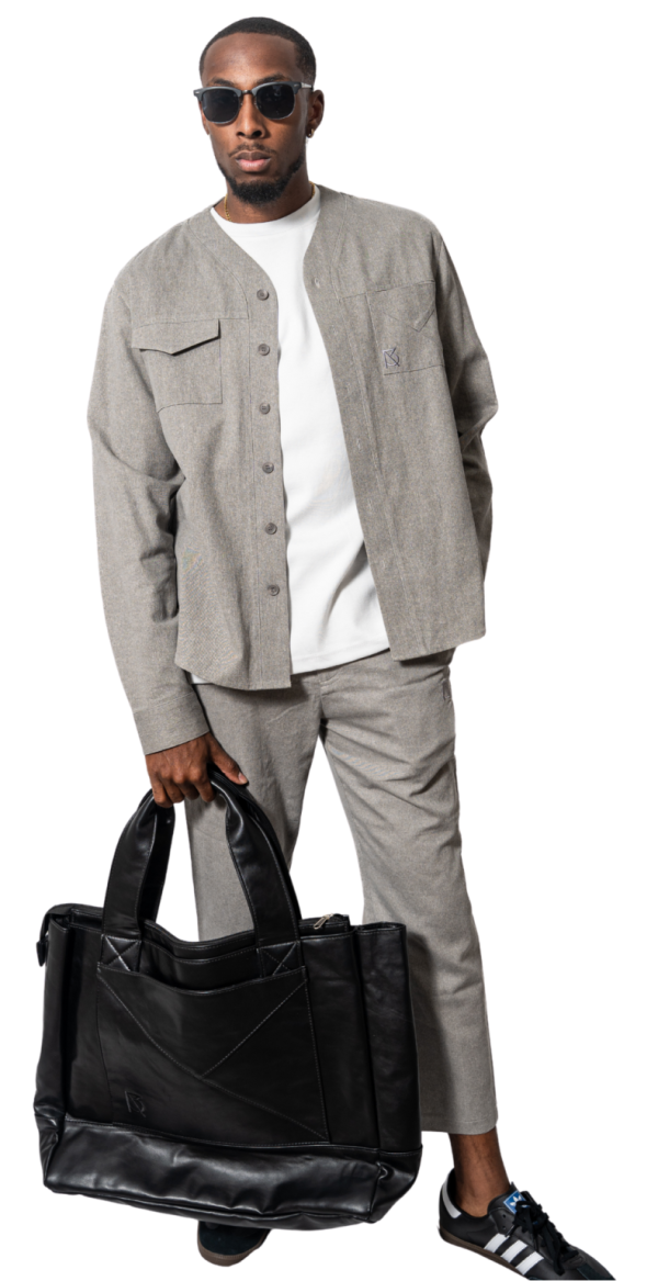 Product Image for  Herman V Neck Button Up Shirt: Gray