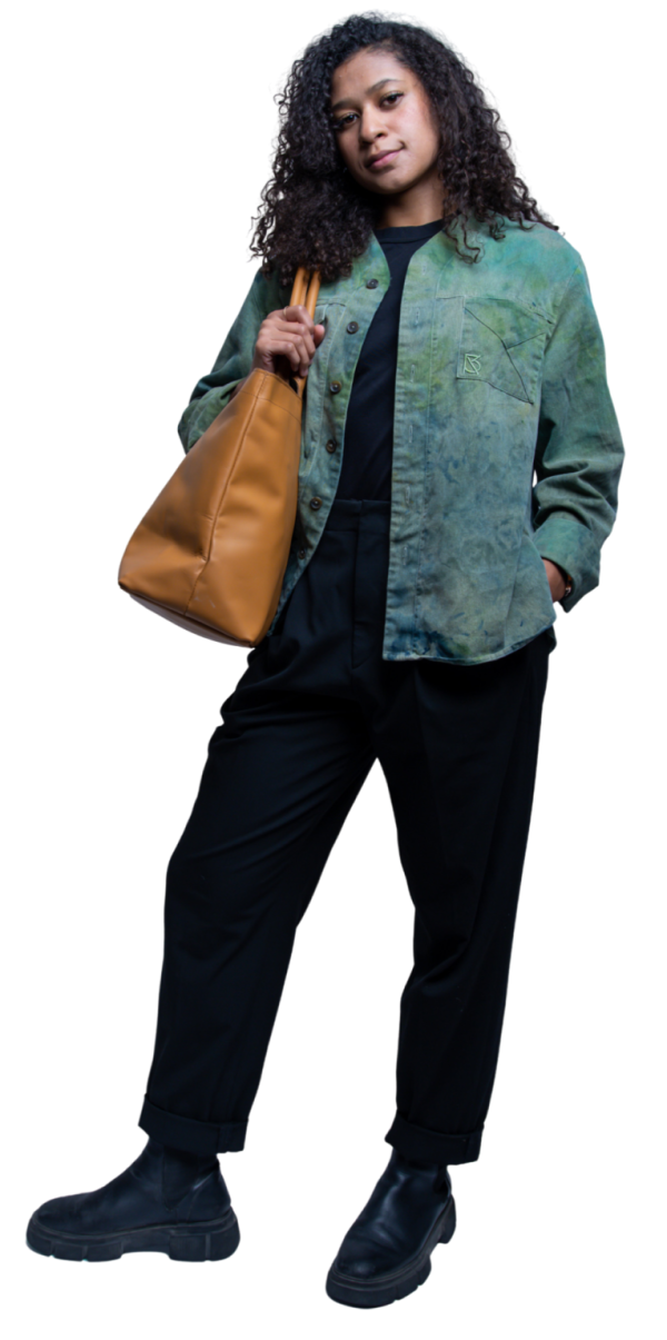 Product Image for  Herman V Neck Button Up Shirt: Olive Tie Dye