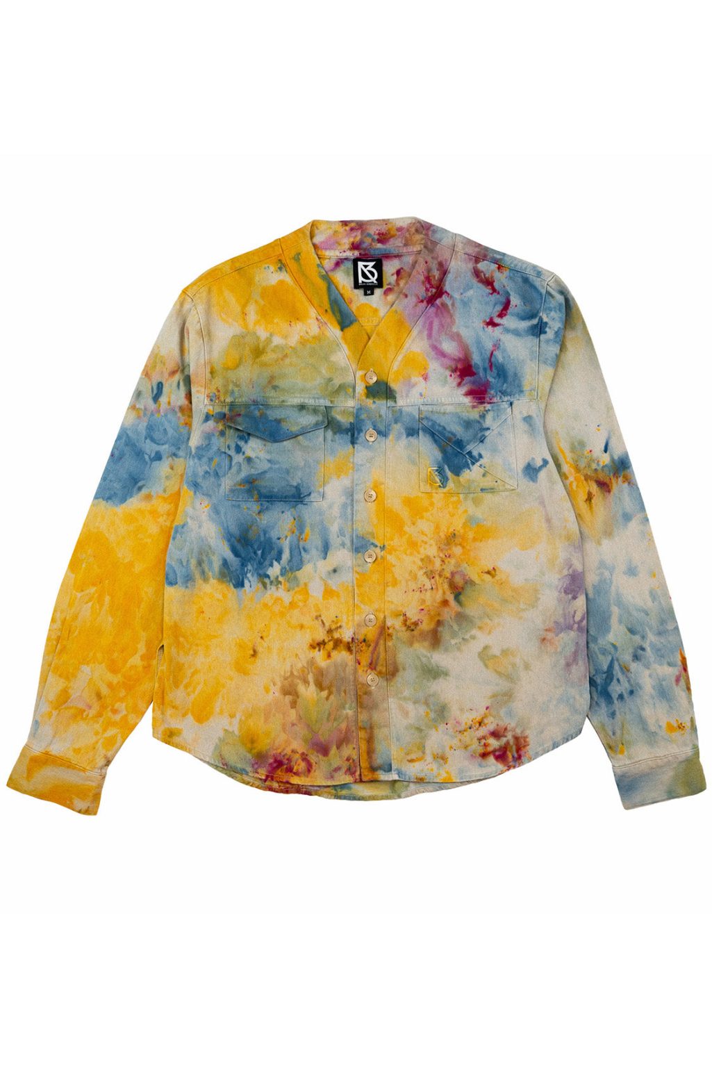 Product Image for Herman V Neck Button Up Shirt: Beige Tie-Dye – Orange