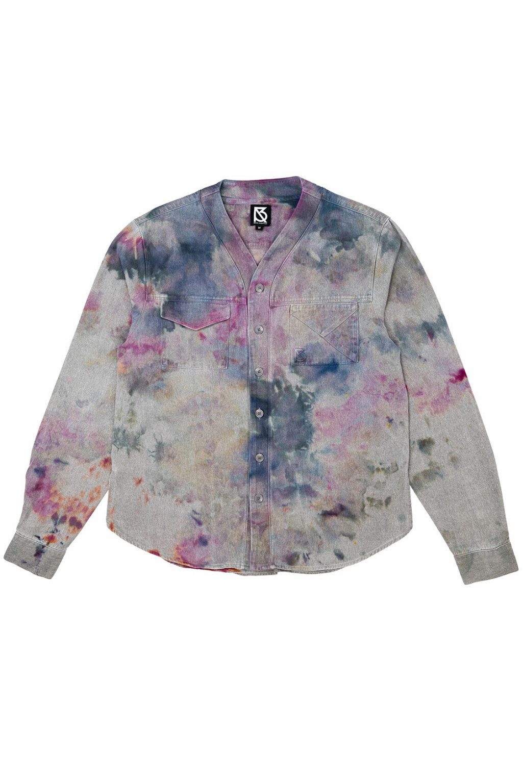 Product Image for Herman V Neck Button Up Shirt: Gray Tie-Dye