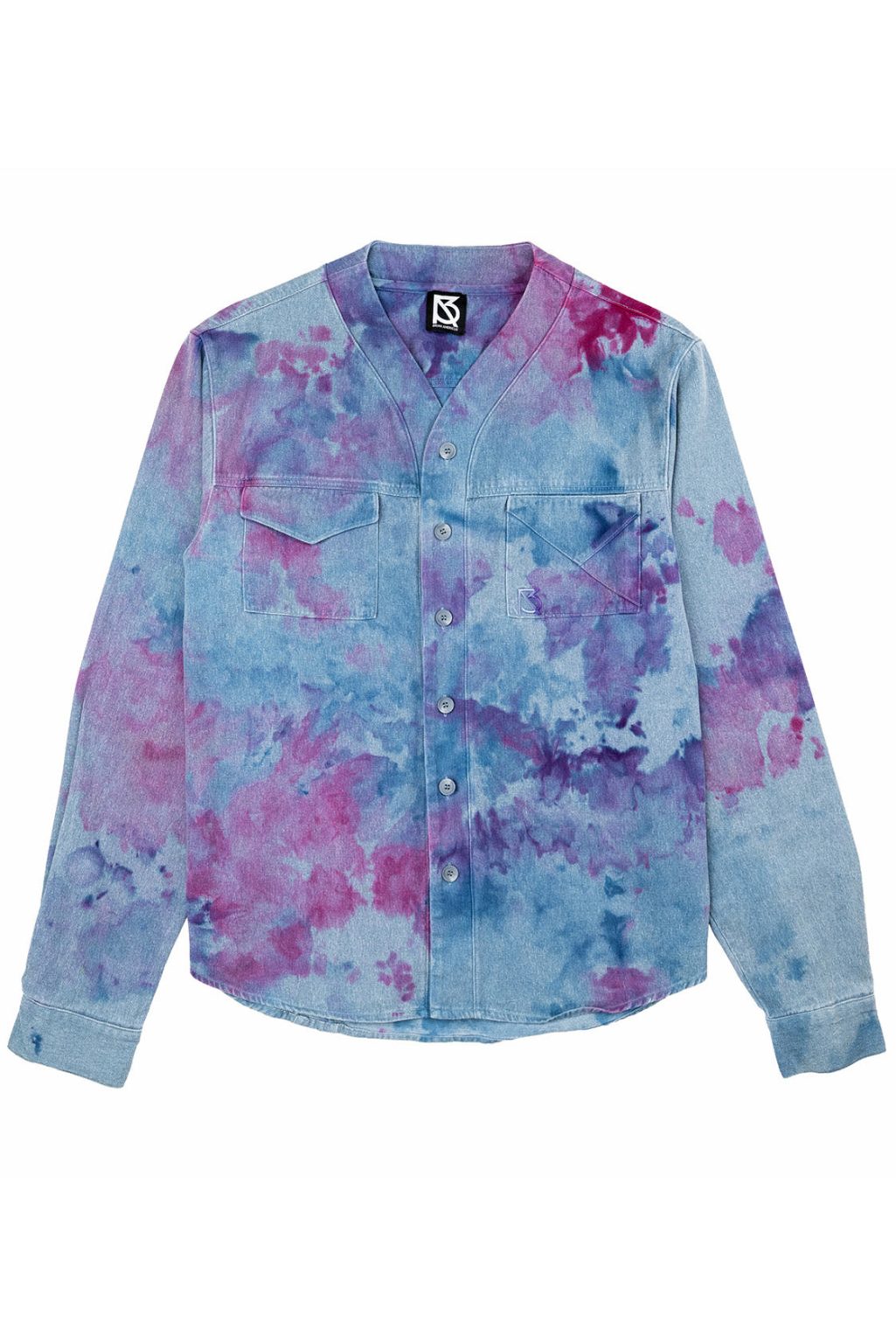 Product Image for Herman V Neck Button Up Shirt: Royal Tie Dye