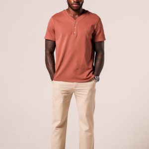Product Image for Lamar V Neck Henley: Dusty Pink