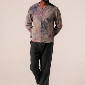 Product Image for Herman V Neck Button Up Shirt: Grey Tie-Dye