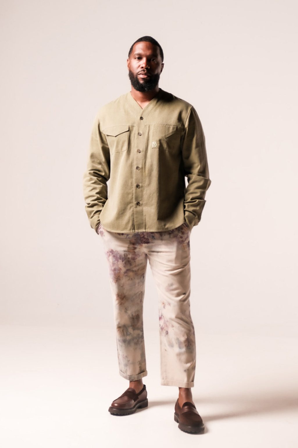Product Image for Herman V-Neck Button-Up Shirt – Olive