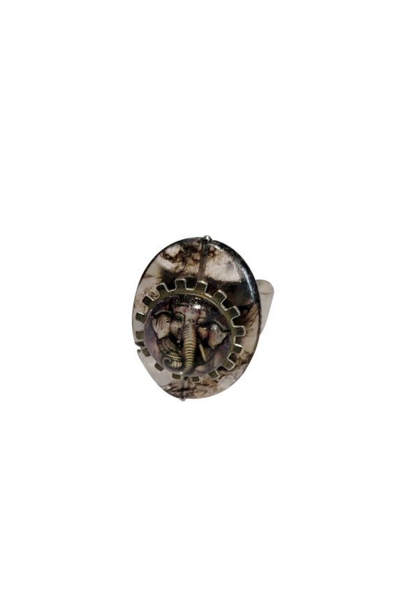 Product Image for  ADJUSTABLE RING WITH DAZZLING LAMPWORK GLASS & ELEPHANT FOCAL