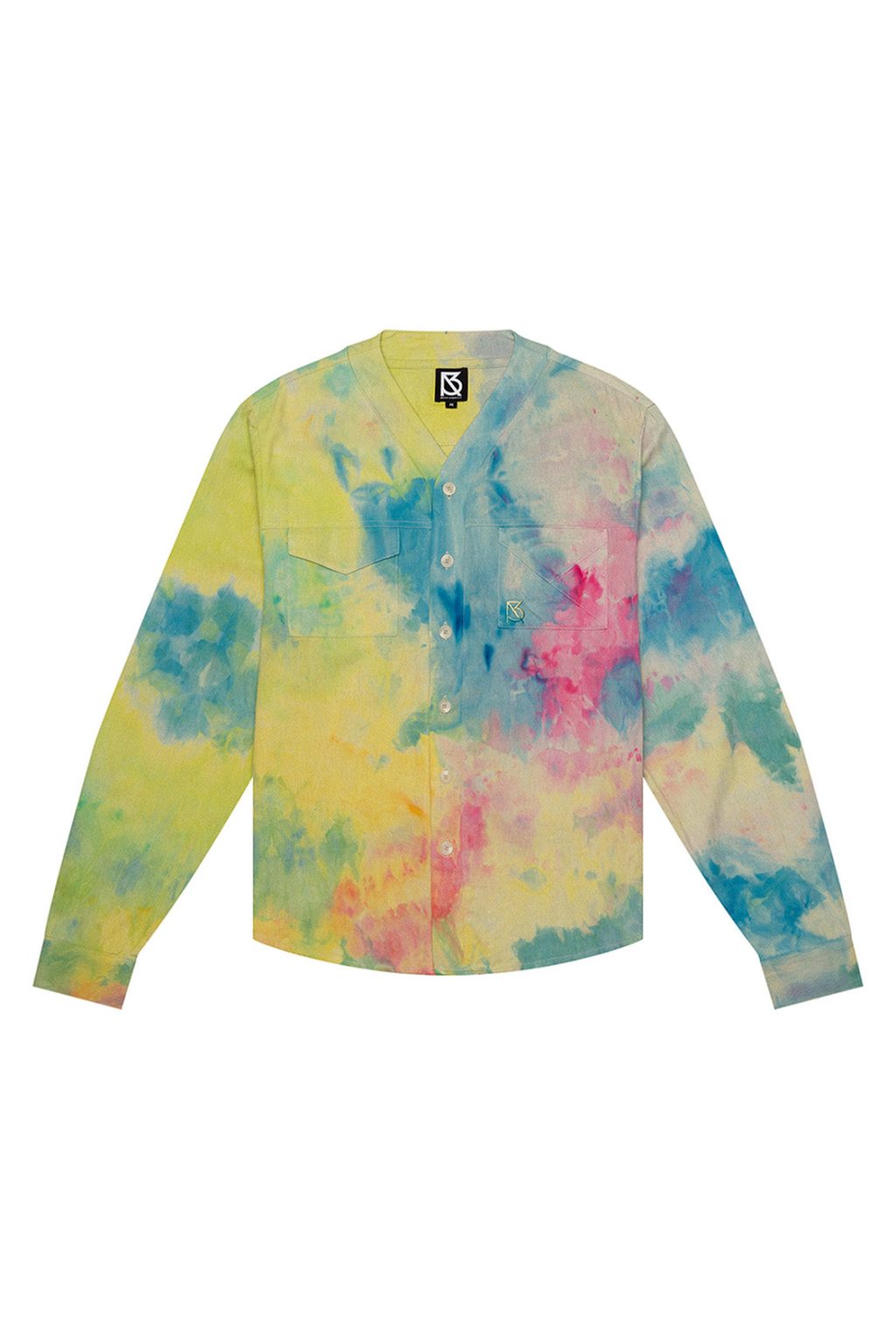 Product Image for Herman V Neck Button Up Shirt: Beige Tie-Dye – Yellow