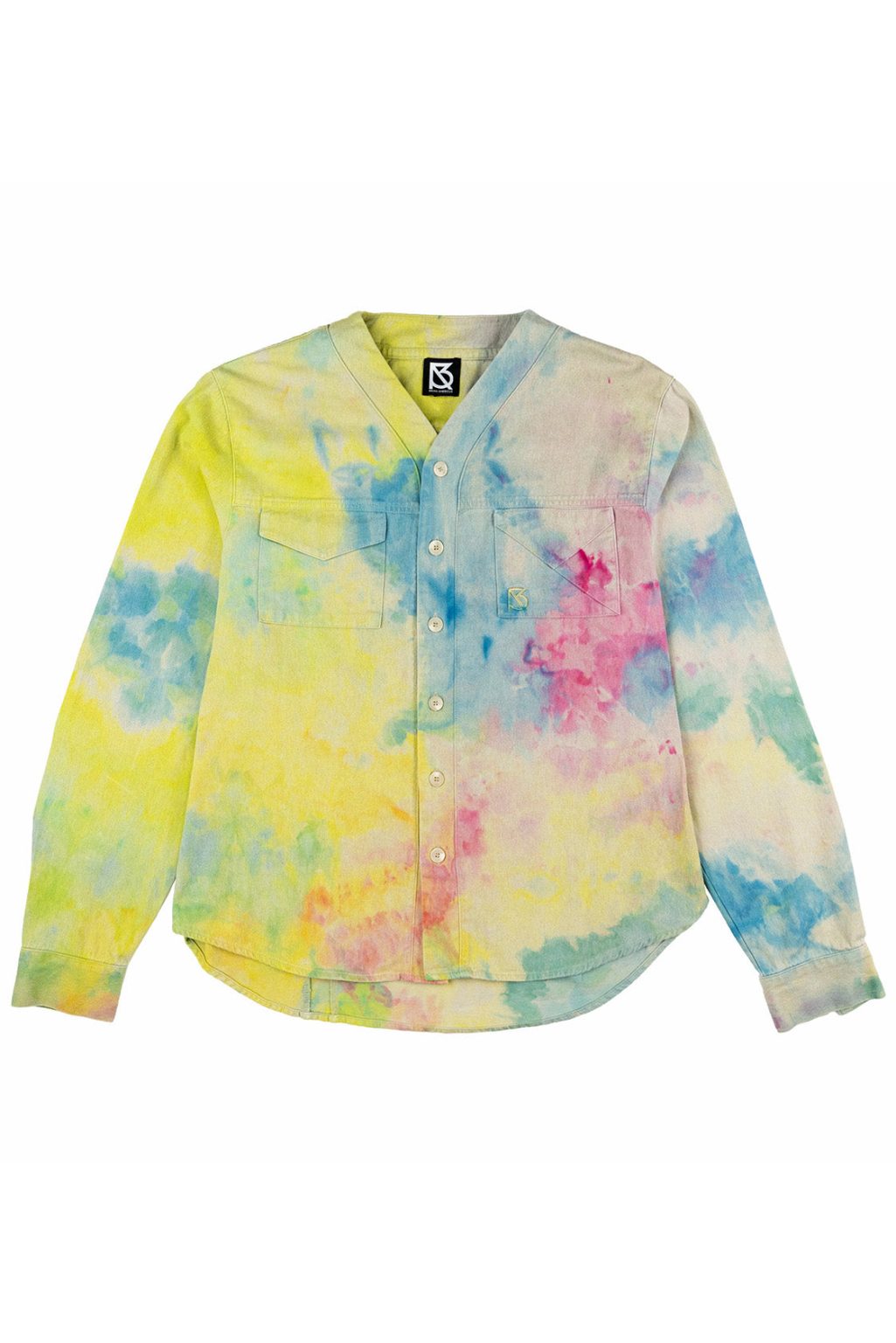 Product Image for Herman V Neck Button Up Shirt: Beige Tie-Dye – Yellow