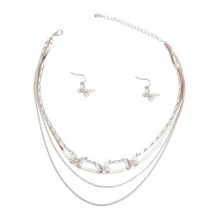 Product Image for Silver 4 Layer Butterfly Chain Necklace