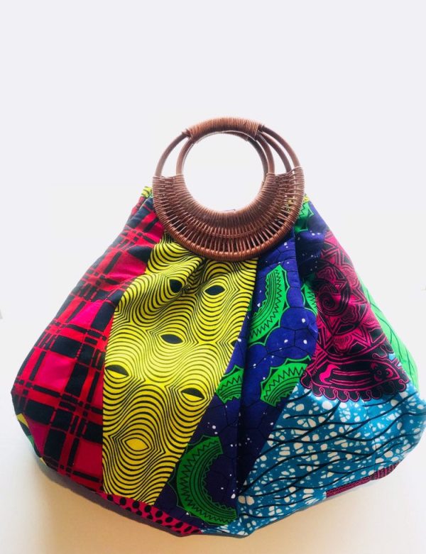 Product Image for  Prisca ‘Boho’ rattan African bag, patches bag, 100% cotton, African prints, patches ankara bag