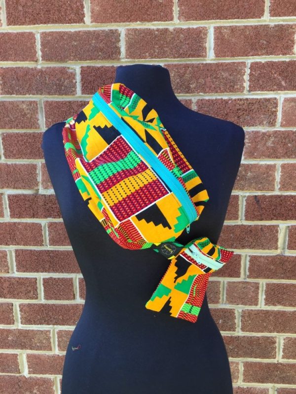 Product Image for  Lovely ’Oremeji’ Multi prints Kente fanny pack, fanny pack, Ethnic fabrics, 100% cotton, kente fanny pack
