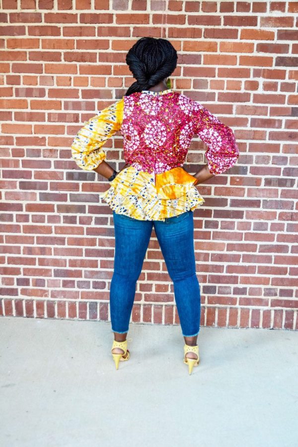 Product Image for  Myrae batik double peplum top, Adire, 100% cotton