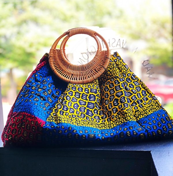 Product Image for  Prisca ‘Boho’ rattan African bag, patches bag, 100% cotton, African prints, patches ankara bag