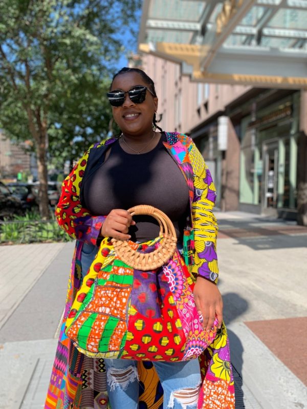 Product Image for  Prisca ‘Boho’ rattan African bag, patches bag, 100% cotton, African prints, patches ankara bag