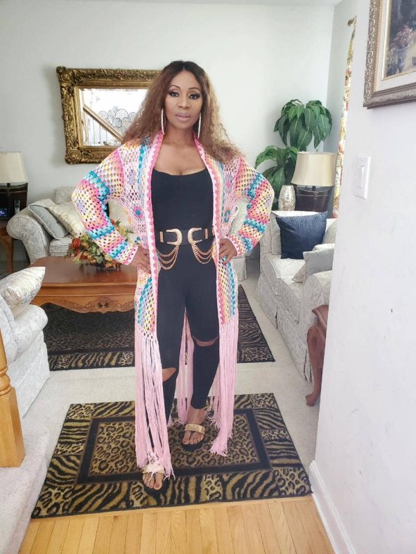 Product Image for  Pink Handmade Crochet Fringe Cardigan