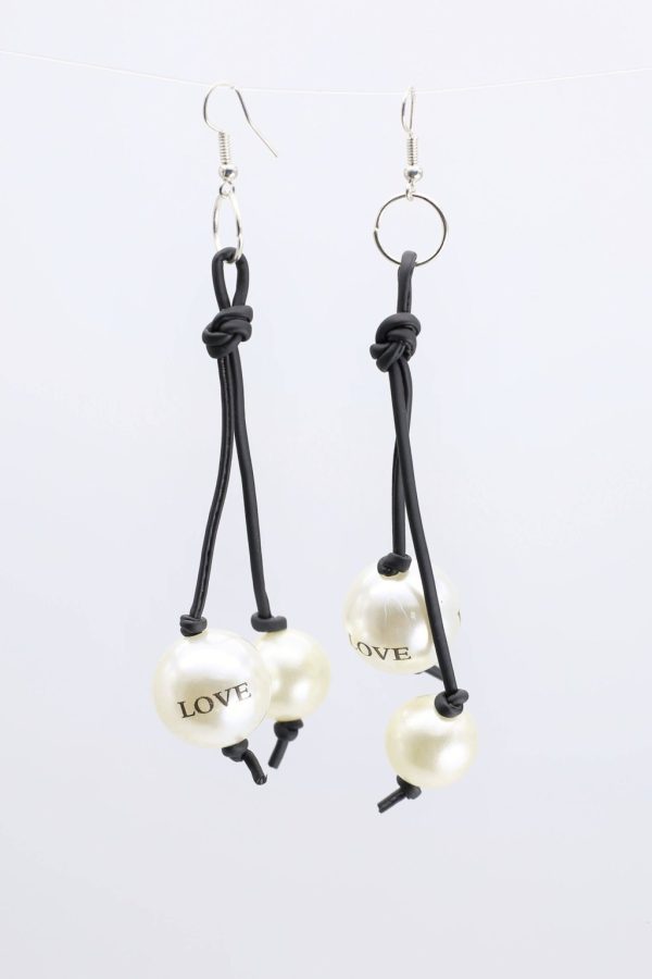 Product Image for  Leatherette Love Faux Pearl Earrings