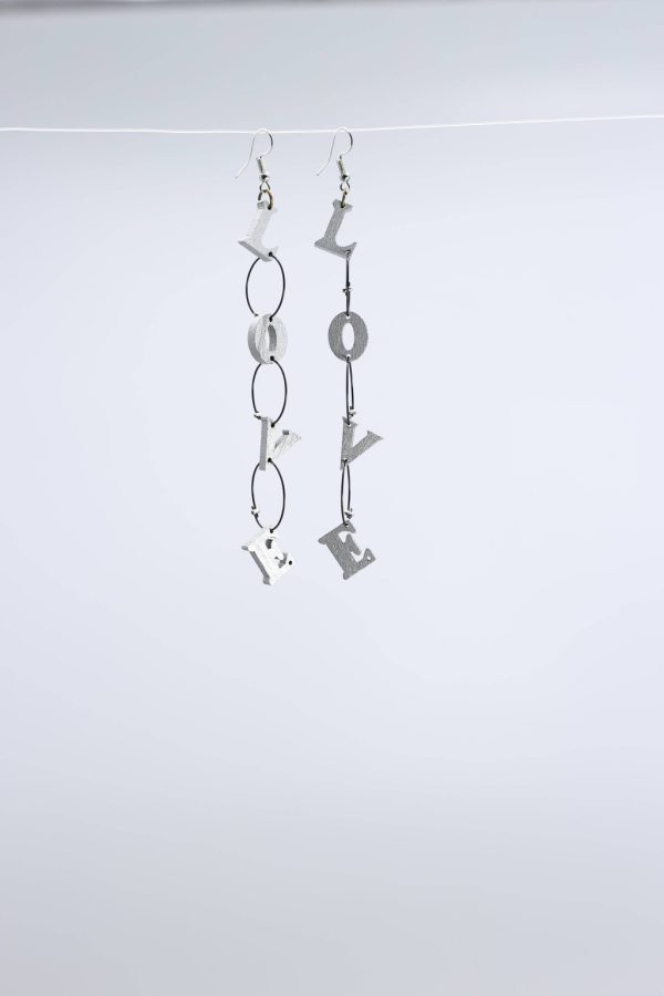 Product Image for  Small Silver LOVE Chain Earrings