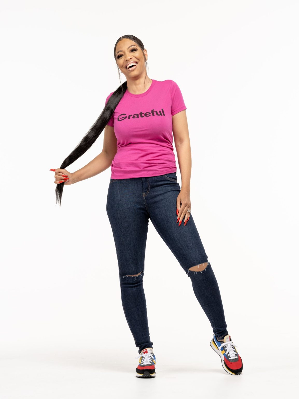 Product Image for Grateful Women’s Fitted Tee (Black Lettering Multiple Colors)