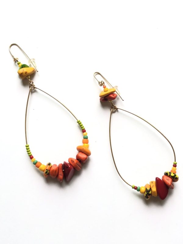 Product Image for  smiling all the time tagua nut & african trade bead loop earrings