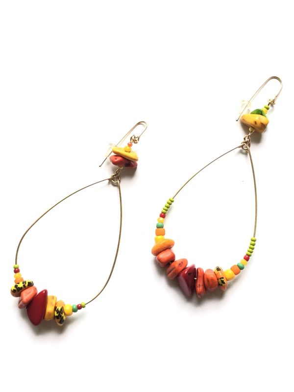 Product Image for  smiling all the time tagua nut & african trade bead loop earrings