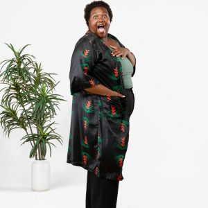 Product Image for  The Island Bloom Robe – Crab Claw Print in 100% Wooly Satin
