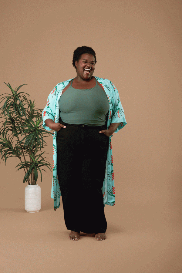 Product Image for  The Island Bloom Robe – Crab Claw Print in 100% Wooly Satin
