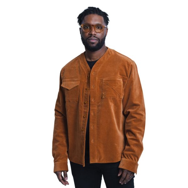 Product Image for  Herman V Neck Button Up Shirt: Brick Corduroy