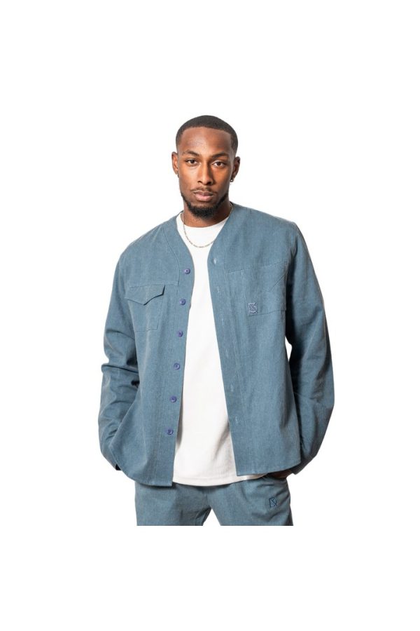 Product Image for  Herman V Neck Button Up Shirt: Royal Blue