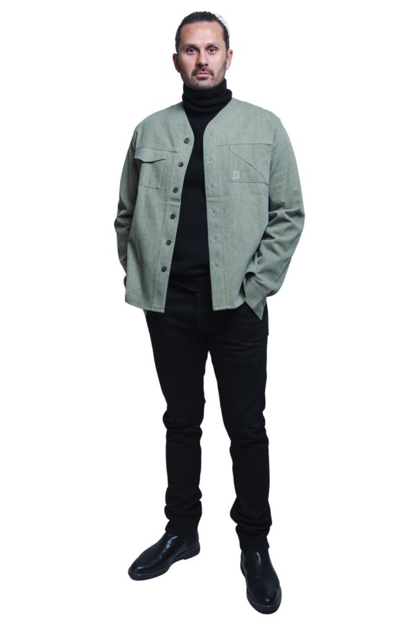 Product Image for  Herman V Neck Button Up Shirt: Olive