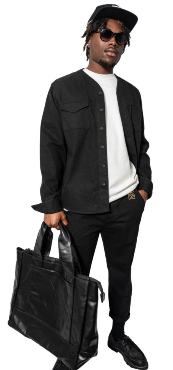Product Image for  Herman V Neck Button Up Shirt: Black