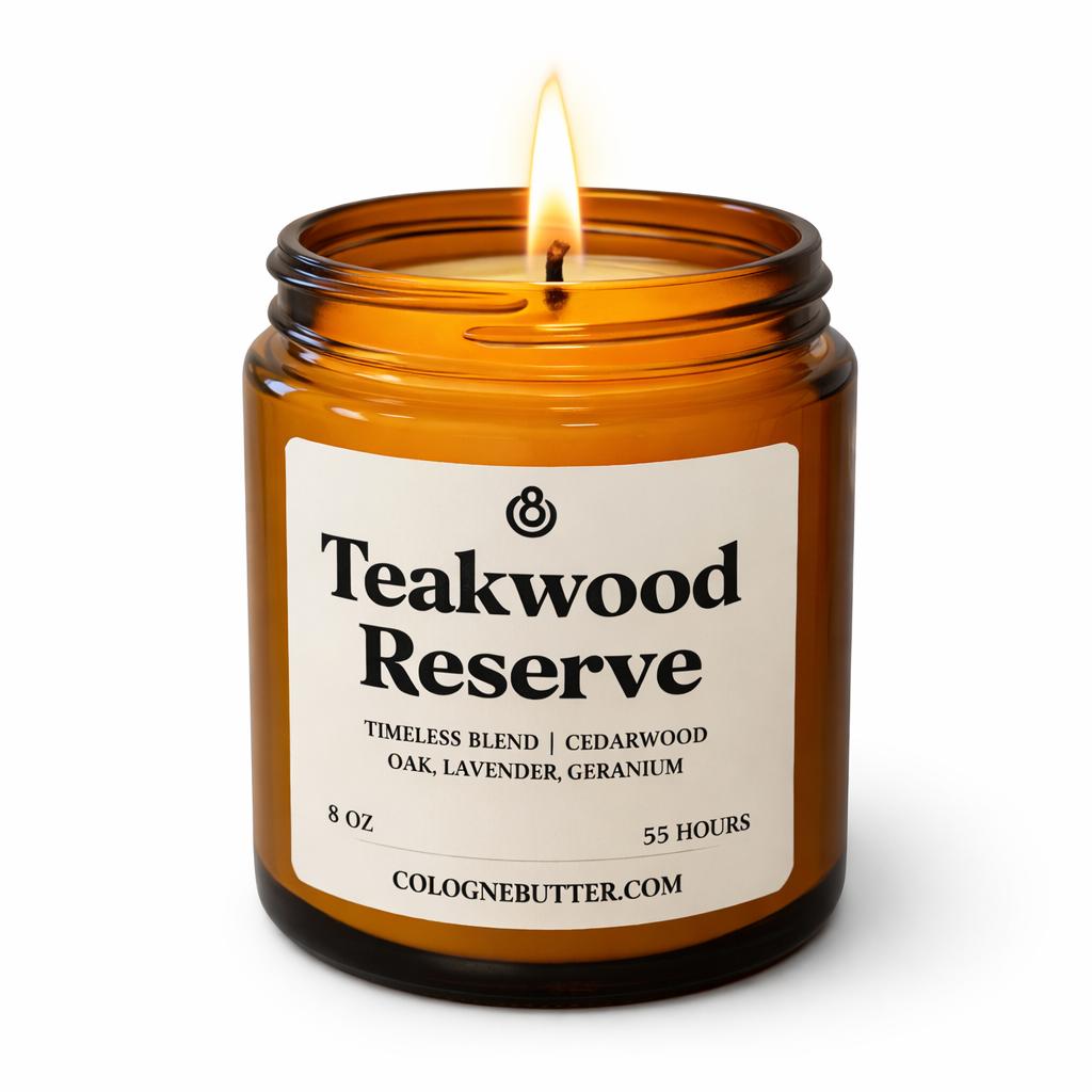 Product Image for Teakwood Reserve – The Luxury Teakwood, Cedarwood & Lavender Scented Candle for Elegant Home Decor, Deep Relaxation | Cologne Butter
