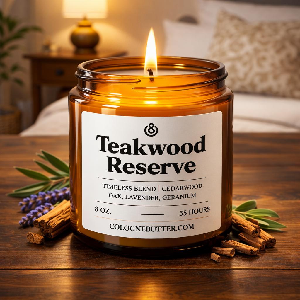 Product Image for Teakwood Reserve – The Luxury Teakwood, Cedarwood & Lavender Scented Candle for Elegant Home Decor, Deep Relaxation | Cologne Butter