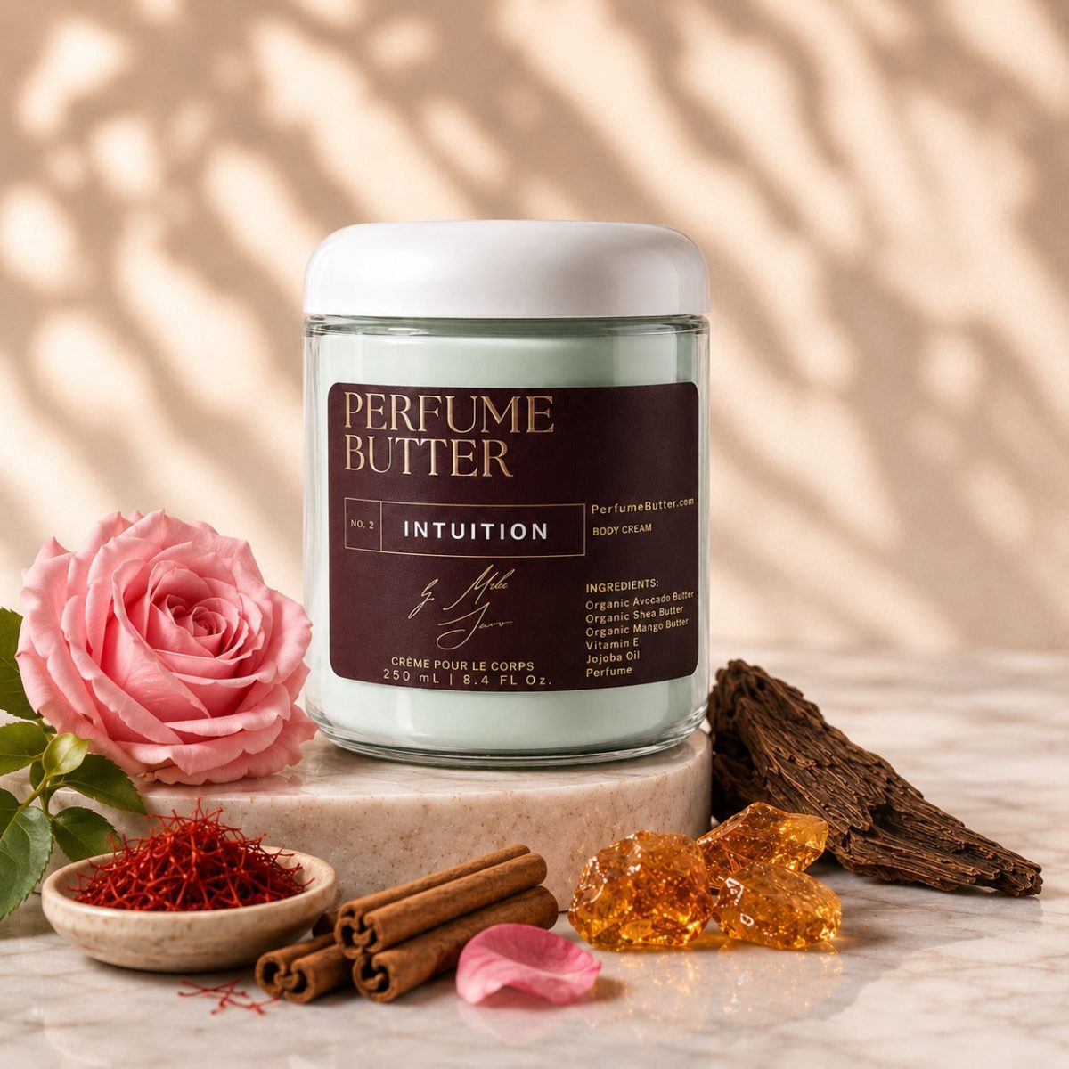 Product Image for INTUITION – The Luxury Body Butter Perfume | Rose, Saffron & Oud Fragrance | Deep Hydrating Skin Moisturizer | Warm Sensual Long-Lasting Scent | Perfume Butter
