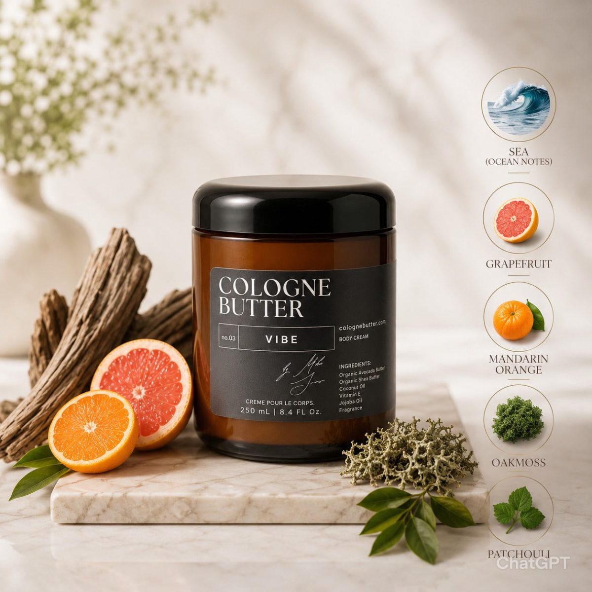 Product Image for VIBE – Energizing Fragrance Body Butter | Grapefruit, Patchouli & Oakmoss Cologne Scent Moisturizing Skin Butter | Cologne Butter